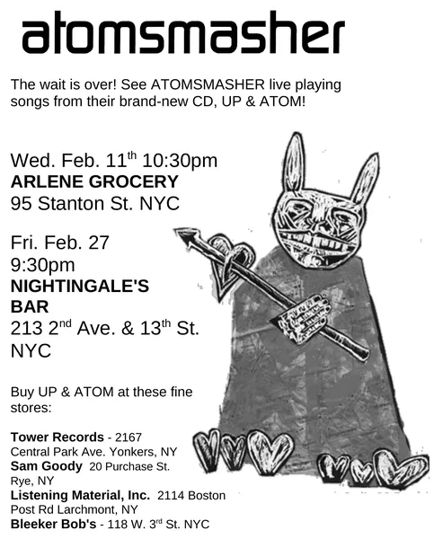 Atomsmasher flyer: February 1998, Arlene Grocery, Nightingale’s