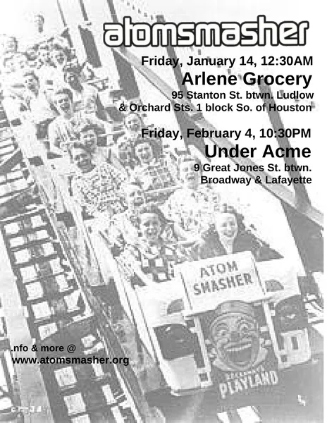 Atomsmasher flyer: January–February 2000, Arlene Grocery, Under Acme