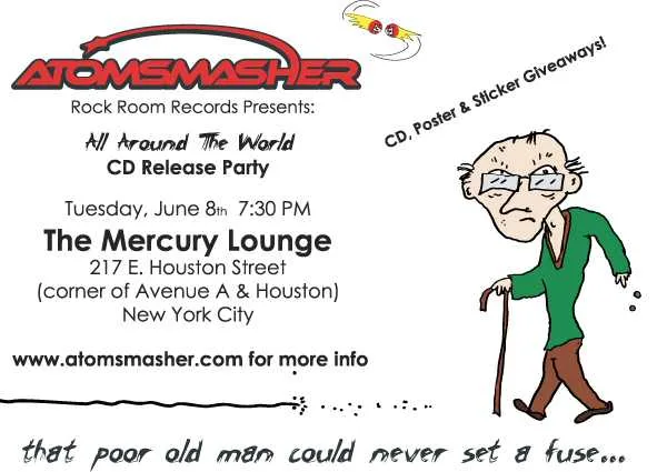 Atomsmasher flyer: Mercury Lounge, June 8, 2004 · CD release party