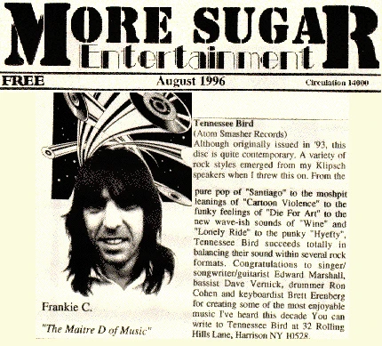 More Sugar Entertainment, August 1996: review of the Tennessee Bird album